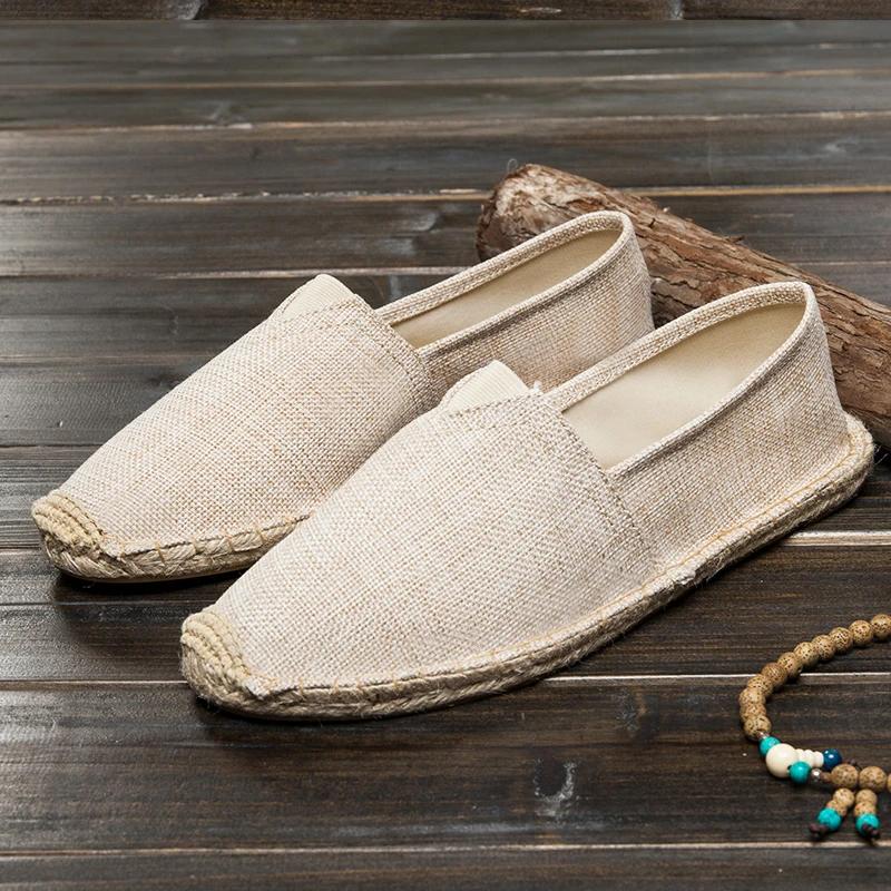 For The Elderly Light Personality Canvas Shoes Lazy Shoes A Slip-on Men Breathable Comfortable Thick Sole Linen Shoes Soft Shoes