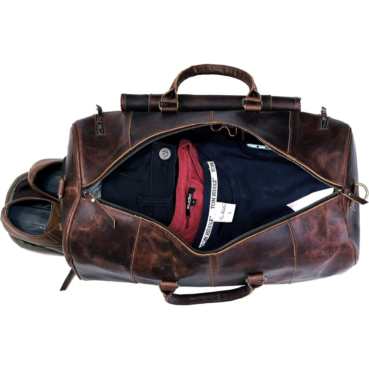 Кожаные спортивные сумки для мужчин. Кожаная сумка Weekender для женщин. Спортивная сумка — фото 4