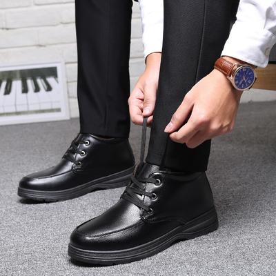 Winter Leather Thickened Wool Warm Cotton Shoes Men's High-top Casual Non-slip Cotton Boots