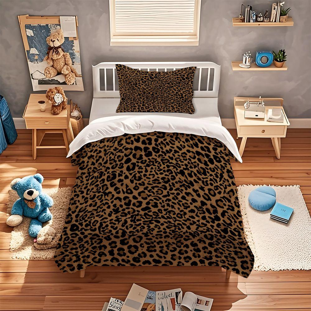 Classic Leopard Print Duvet Cover Set Comforter Cover Bedding Set No Filler Retro Western Adult Bedroom Bed Kit