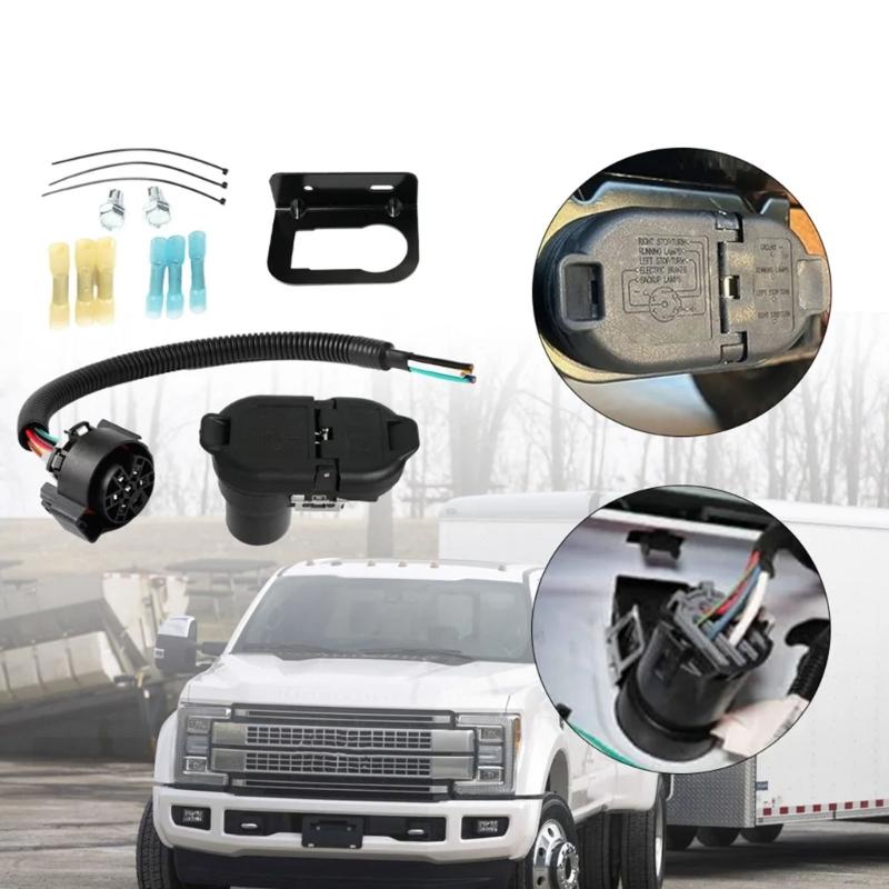 7 Way & 4 Flat Trailer Tow Hitch Wiring Plugs Receptacle Assembly with Mounting Bracket for USCAR Socket