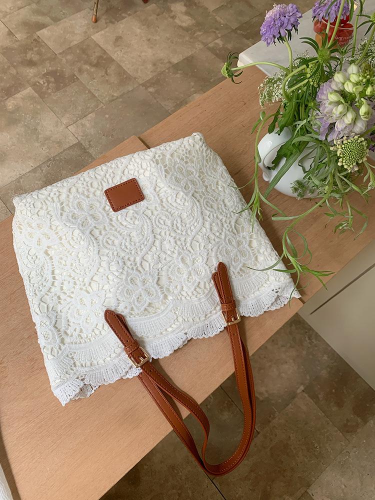 

Lace fairy tote bag women s new casual commuting large capacity gentle portable shoulder bag белый