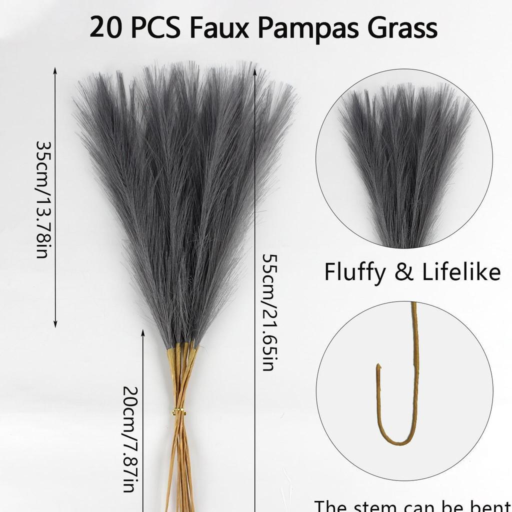 Artificial Pampas Grass & Cattails: Eternal Flower Wedding & Home Décor (55cm)