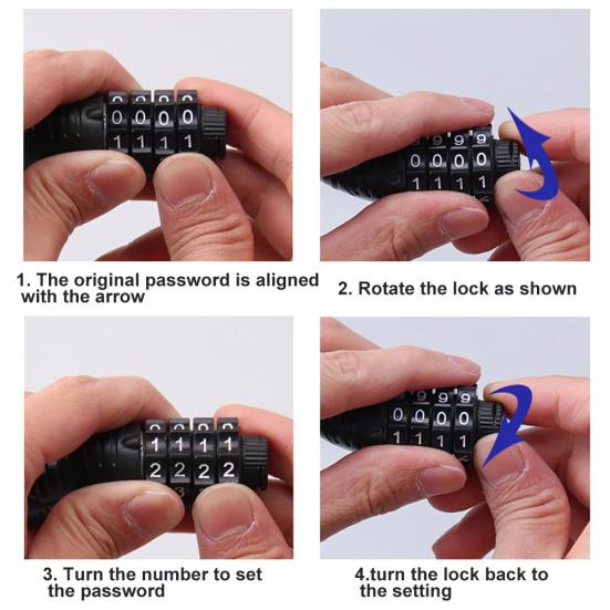4 Digital Combination Password Cycling Security Bicycle Bike Cable Chain Lock