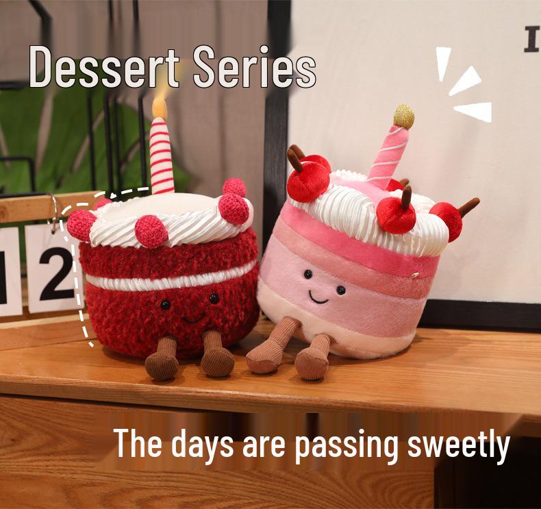 Douyin Xiaohongshu Cherry Red Velvet Cake Plush Doll Gift