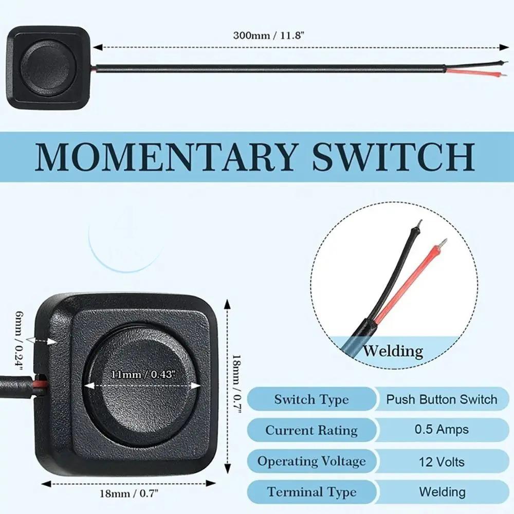 QXNY Momentary Push Button on Off Switch Black Plastic 12V 24V Car Alarm Button DIY Flashlight Surface Mount Mini Button Switch