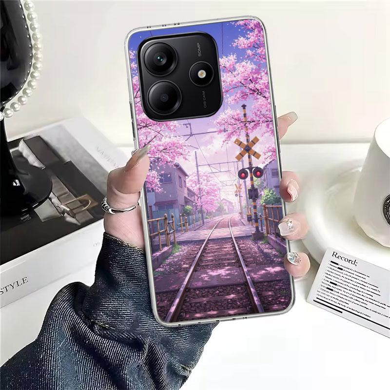 Retro Japanese Sakura Train Soft Phone Case For Xiaomi Redmi Note 15 14 14S 13 12 Pro Plus 12S 11 11S 11E 10 10S 11T 5G Fundas C
