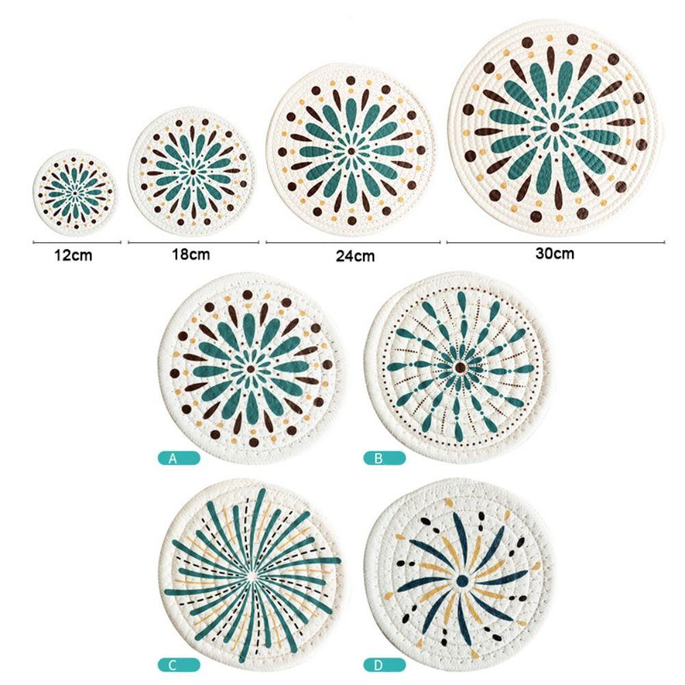 Anti-scalding Round Coaster Non-Slip Pot Pad Table Mats Woven Cotton Placemat  Table Decoration