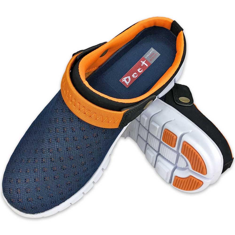 Mesh Stylish [DECT] Men s Sandals, Ultra-lightweight Clogs, Slip-on, Breathable, (27cm, Navy/Orange)