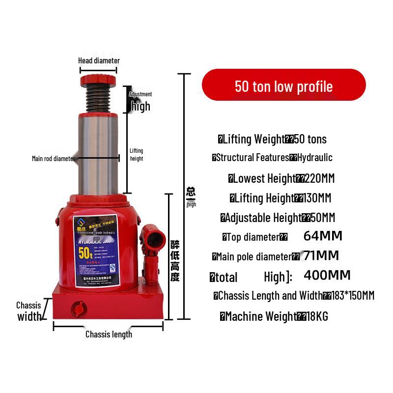 Heavy-Duty Hydraulic Vertical Jack, 20T-200T Capacity