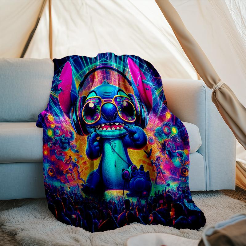 1PC Cartoon Aloha Alien 626 Printed Soft Flannel Blanket Throw for Adult Bedroom Living Room Sofa Camping Travel Fan Gifts Christmas Gifts