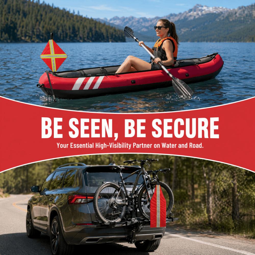 Reflective Strips Kayak Safety Flag Red Reflective Safety Flag Safety Travel Flag Trucks
