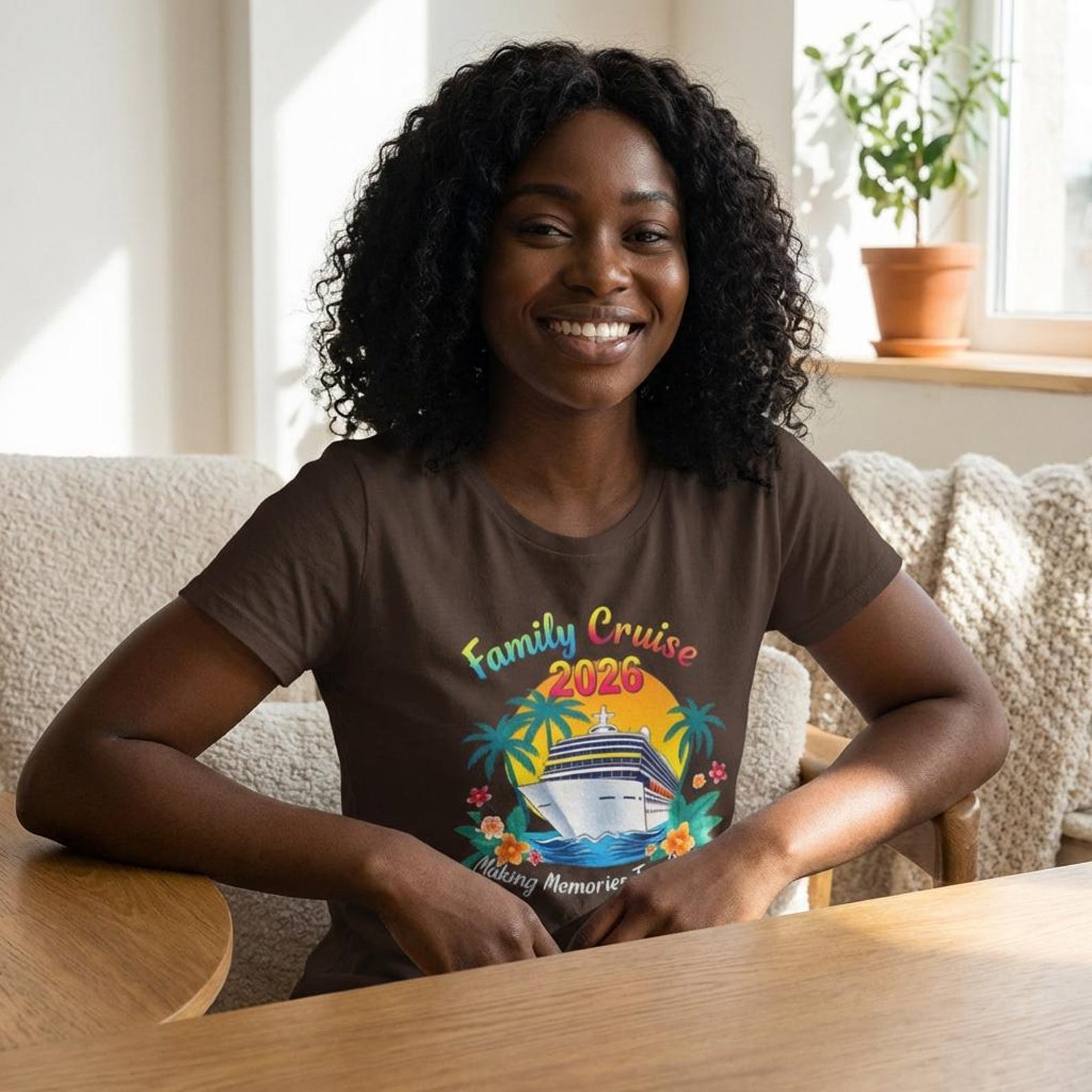 Family Cruise 2026 T-Shirt | Cruise Ship, Palm Trees, Tropical Vacation M