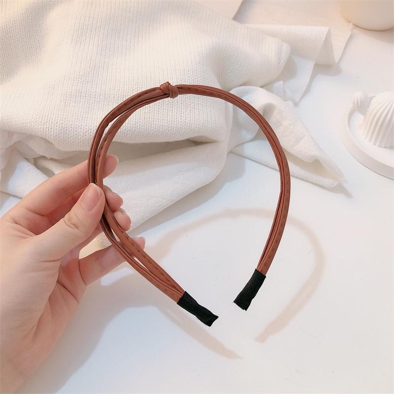 

Vintage Knot-Tied HeadBand Ultra-Fine Faux Leather Hair Band Women Girl Finishing Hair Hair Hoop Fashion Hair Accessories