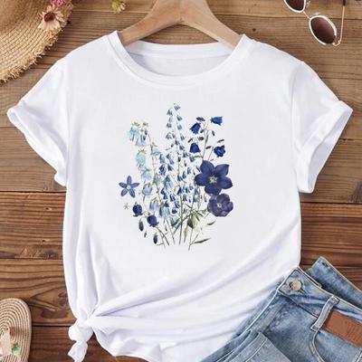 (Dimensione asiatica) Trend Stile Pianta Dolce Anni '90 Stampa Donna T-shirt Top Moda T-shirt Donna Femminile T Abbigliamento Manica Corta T-shirt Grafiche