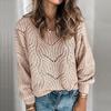 Women's 2021 Hollow Solid Color Pullover Sweater - European & American Round Neck Bottoming Shirt.
