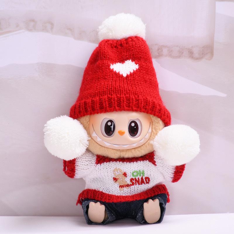 

Одежда для кукол Лабубу: Одна треть детского рождественского плаща с оленем и снеговиком, новогодний наряд для вечеринки, чтобы сидеть. Suitable for 1st, 2nd, 3rd generation charms