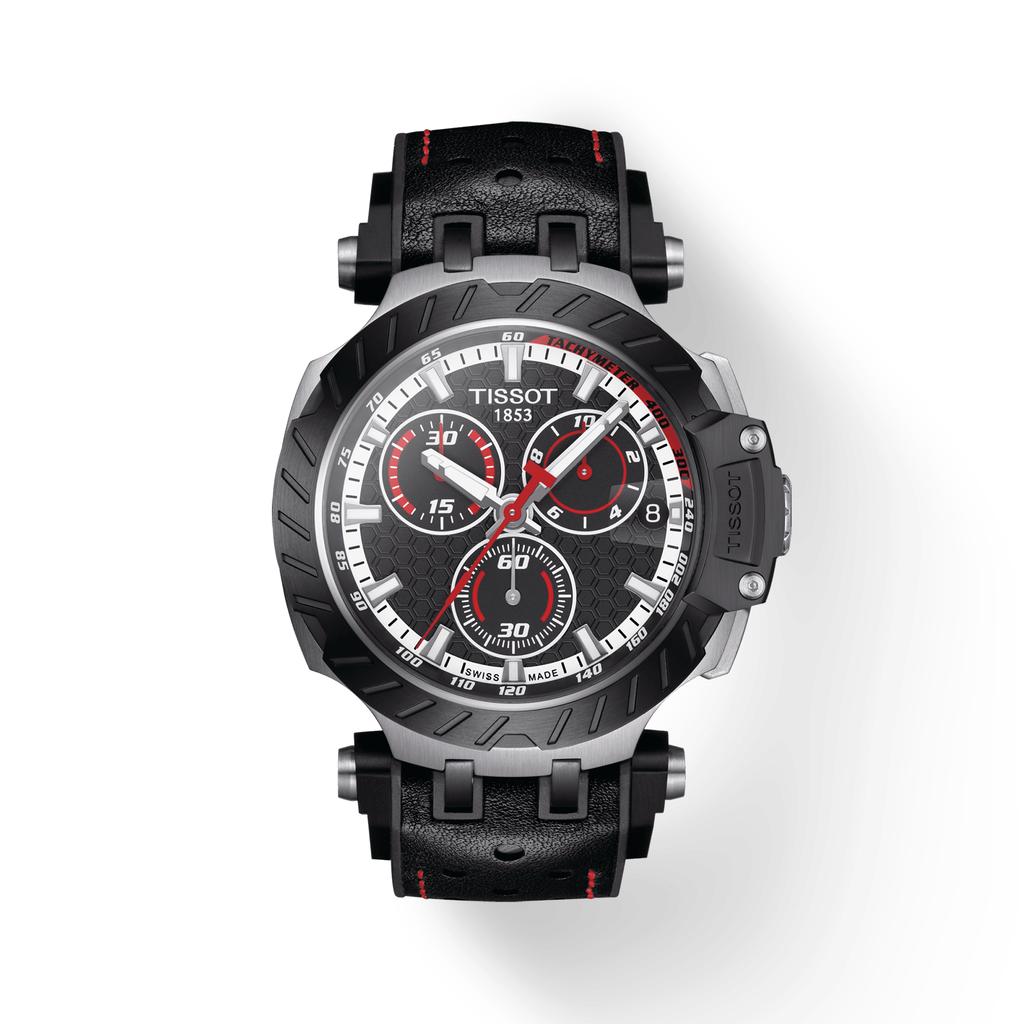 Tissot Lederarmband schwarzes Zifferblatt Herren Modeuhr T115.417.27.051.01