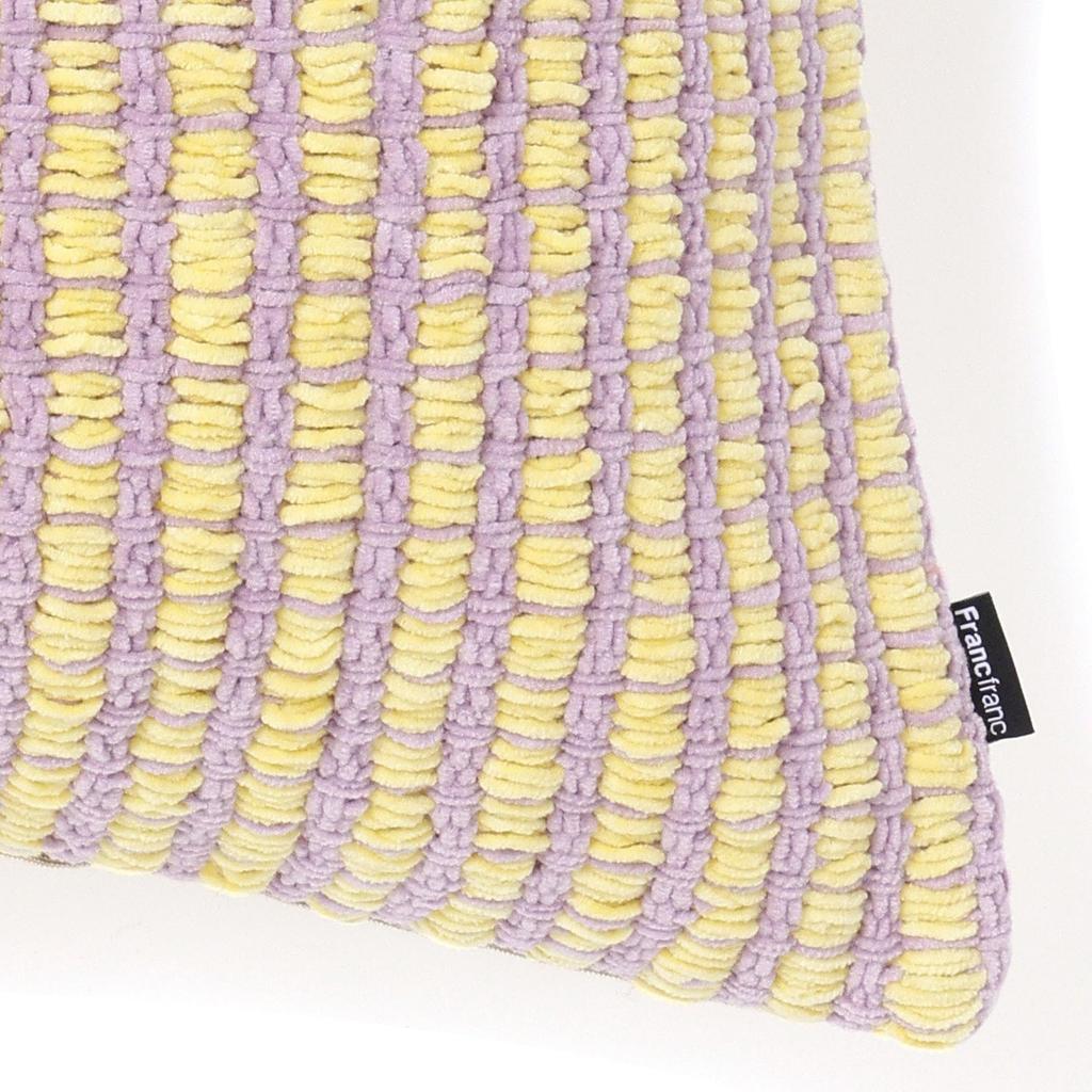 Francfranc Chenille Check Cushion Cover, 45cm x 45cm, Light Yellow (A-063) - Interior Redecoration, Check Pattern