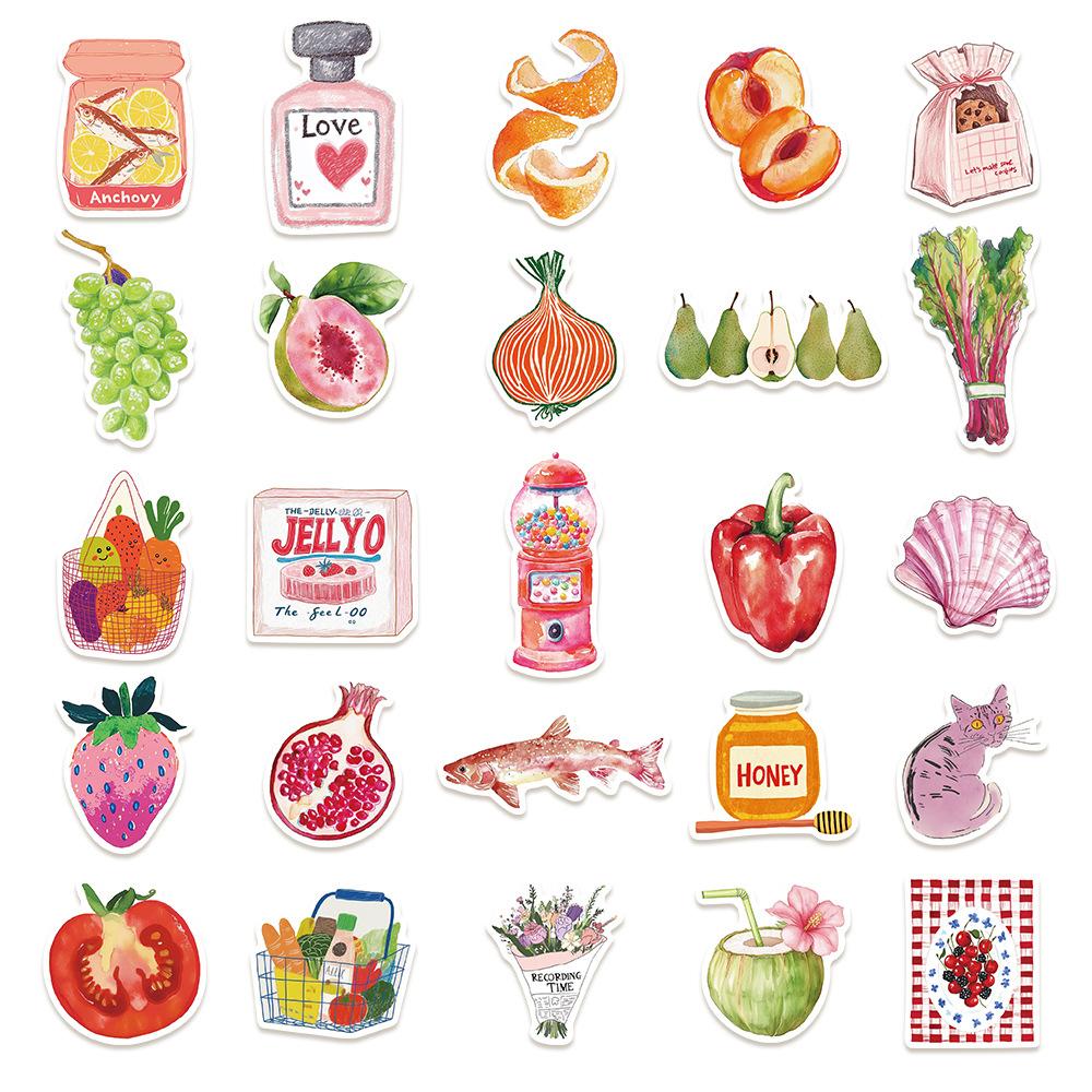 10/30/50pcs Mediterranean Tomato Graffiti Stickers Vintage Watercolor Art Aesthetic Decals Luggage Laptop Phone Sticker Toy Gift