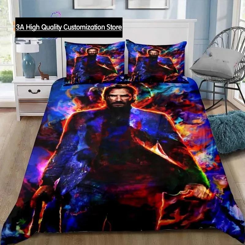 Thriller Film John Wick Bettwäsche Set Einzelbett Twin Bett Vollbett Queen Size Bett Set Erwachsener Jungen Schlafzimmer Bettwäsche Geschenk