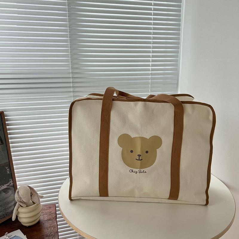 Adorable Large Capacity Canvas Bag Featuring Cute Bear Design Perfect For Kids Storage