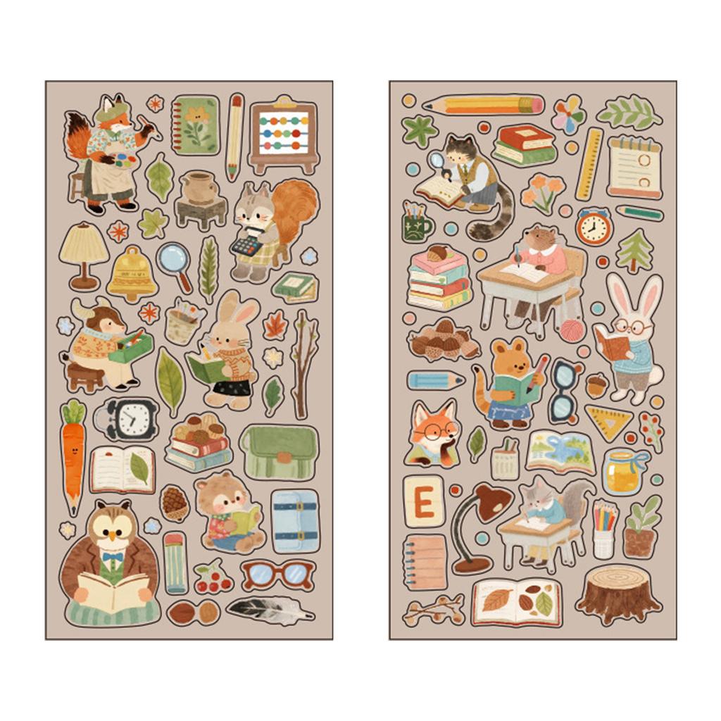 Cartoon Animal Scrapbooking Sticker Transparent Decorative Sticker for DIY Craft Journaling Scrapbook Journal Planner