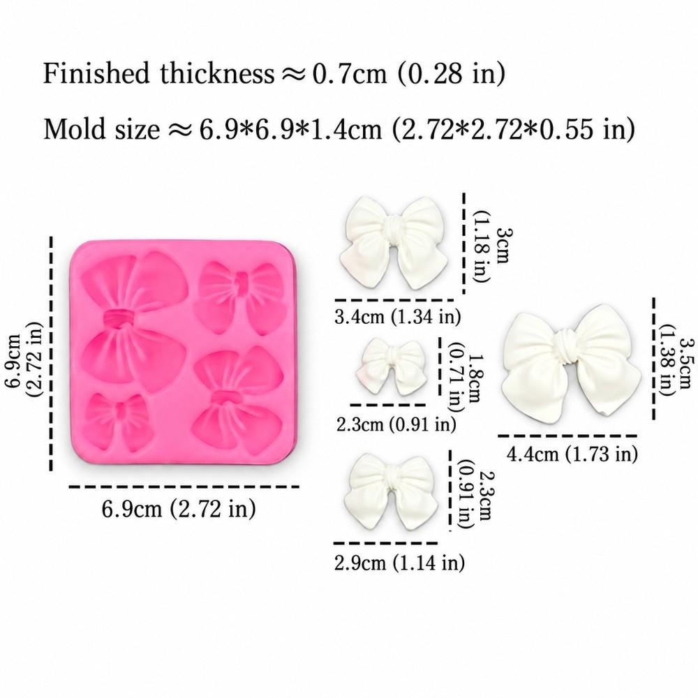 4PCS Flexible Bowknot Fondant Mold Silicone Chocolate Candy Mold Cupcake Chocolate Candy Decoration