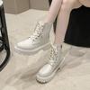 Fashion Women's Boots 2025 Autumn/Winter New British Style Plush Fashion Thick Bottom Ankle Boots Lace Up Comfort Zipper Snow Boots
