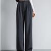Fashion New Solid Straight Casual Wide Leg Pants Women Elegant Slim Fit High Waist Suit Pants Women Pockets Simple Office Ladies Trousers 25896