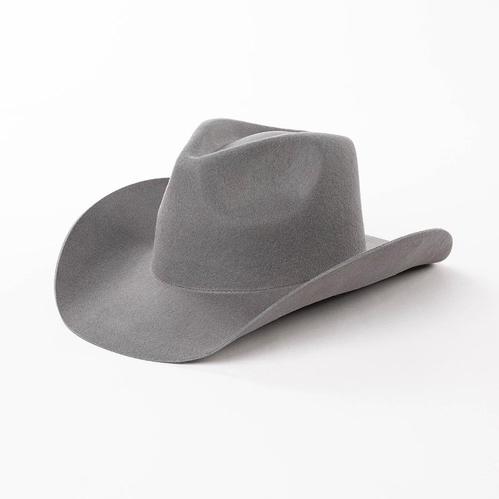 Chapeau de cowboy automne et hiver nouveau chapeau de cowboy en feutre de laine blanc chapeau jazz mode décontractée européenne et américaine chapeau de cowboy bouclé