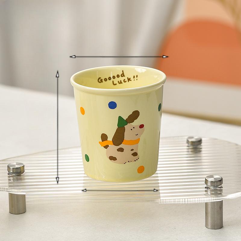 

Молочный Фуфу Милая Собака Такса Имитация Бумажного Стакана Керамическая Кофейная Повседневная Кружка Женская Бытовая Чашка для Питья Воды Чашка для Полоскания Рта Без Ручки 350ml