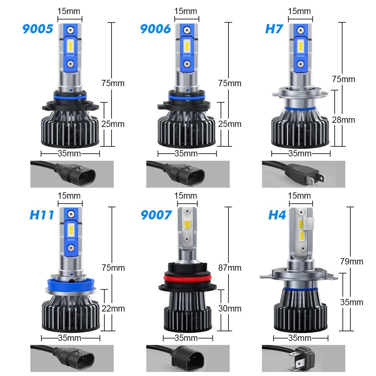 

Светодиодная фара PhelensEye 20000LM H4 H7 H11 9005 9006 9007 Hi/Lo Lights 100 Вт High Power 6500K Cool White Car Turbo Lamps Kit H7