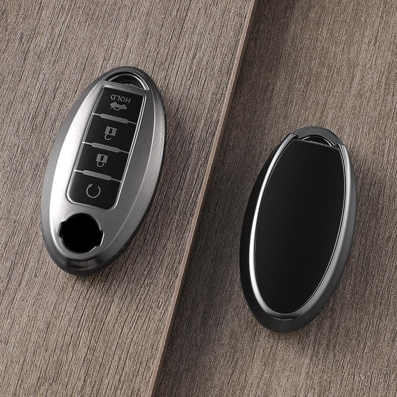 Crystal Tpu Key Case For Nissan Leaf Micra Qashqai J11 J10 X Trail T32 Versa Note 4 Button Smart Remote Car Key Cover Keychain