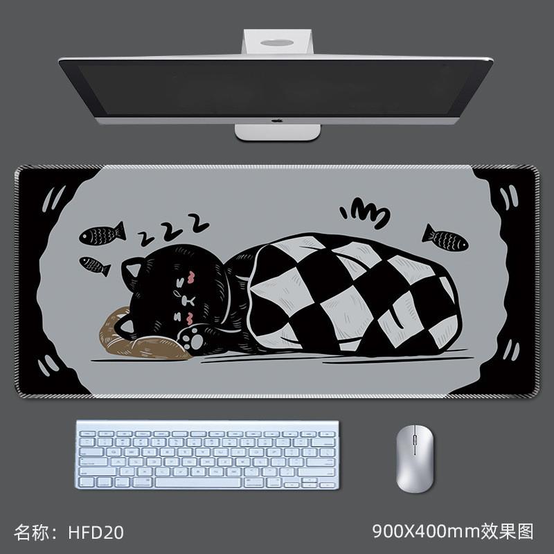 Cartoon Cute Cat Mouse Pad Large Anti Slip Lock Edge Game Pads Computer Office Desktop Keyboard Mat