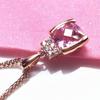 Purple Gold Peach Pink Stone Shiny Pendant, Simple Temperament Rose Gold Plated Necklace