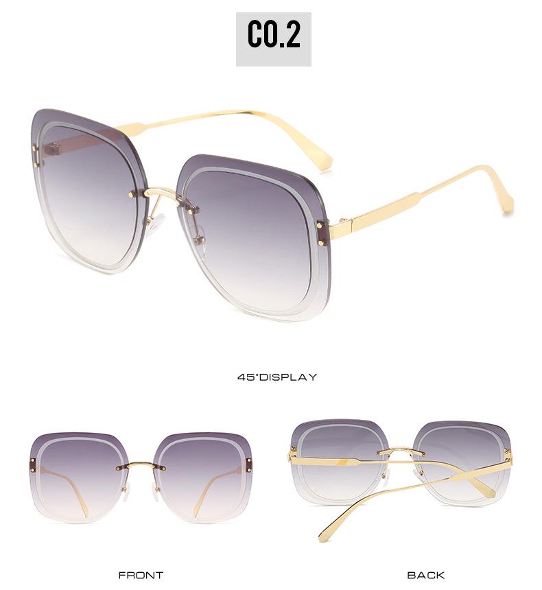2021 European and American Square Frame Sunglasses with Rice Nail Grooved Lenses for Women