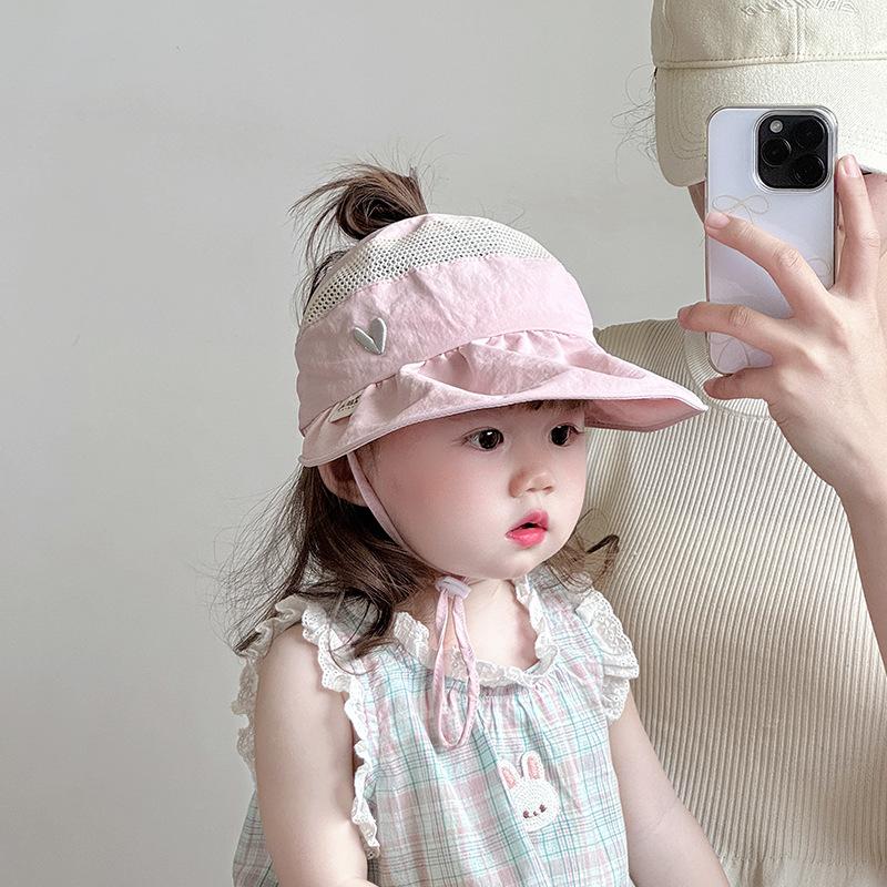 Baby hat spring and summer empty top hat children s thin quick-drying breathable big-brimmed sun hat sun hat Korea