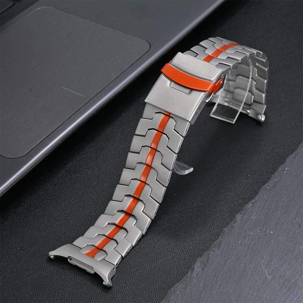 Titanium Orange Metal Band For Samsung Galaxy Watch Ultra 47mm 2025 Stainless Steel Metal Bracelet For GALAXY ultra 7 47MM Strap