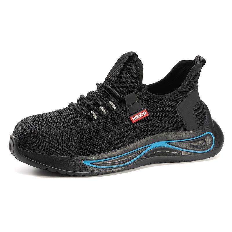 

Мужская спецобувь с защитой от ударов и проколов, дышащая и дезодорирующая, легкий стальной подносок, электроизоляция, антистатическая рабочая обувь Color: Black Blue; Size: 46