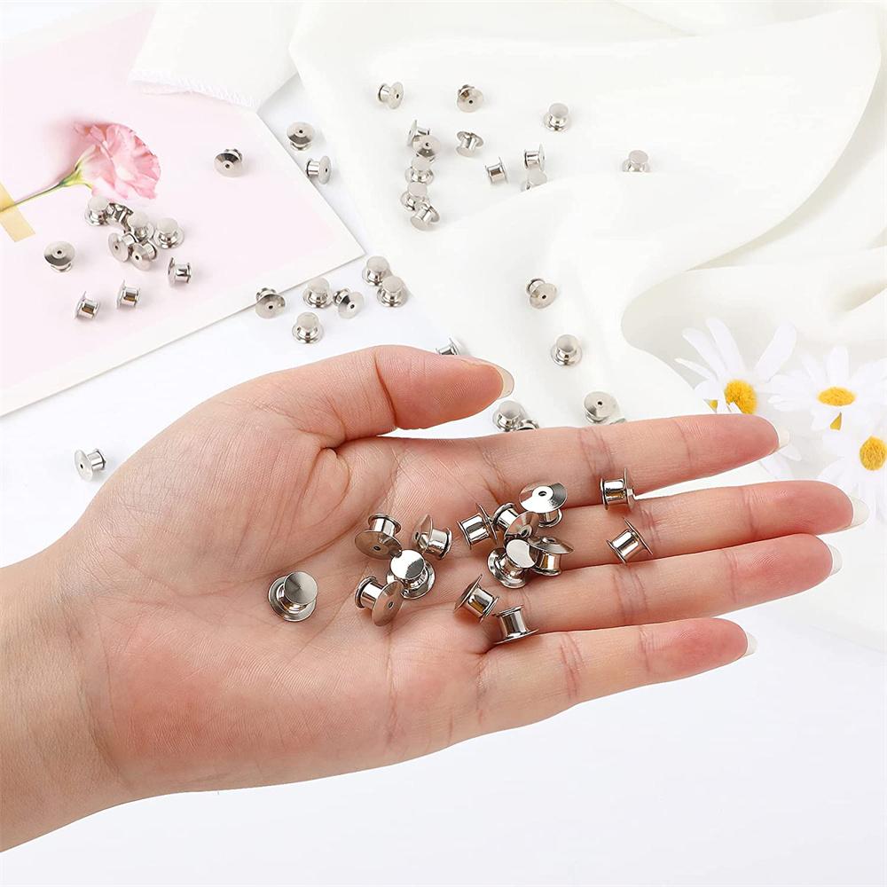 10/30/50 Pieces Locking Pin Backs Metal Pin Backs Locking Pin Keepers Locking Clasp For DIY Enamel Brooch Badge Jewelry Making
