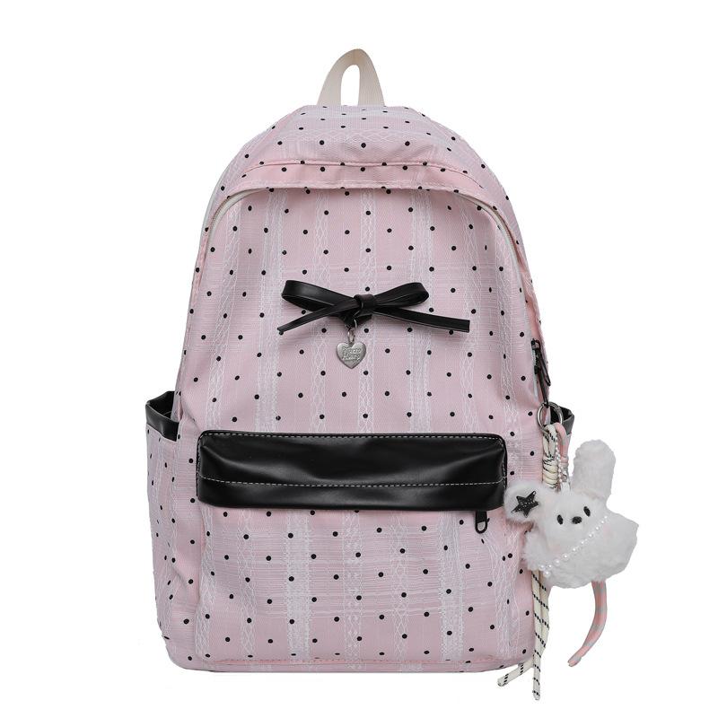 Schoolbag New Polka Dot Girl Backpack Tide Japanese Simple Versatile High Value Backpack Bow Student Travel Backpack
