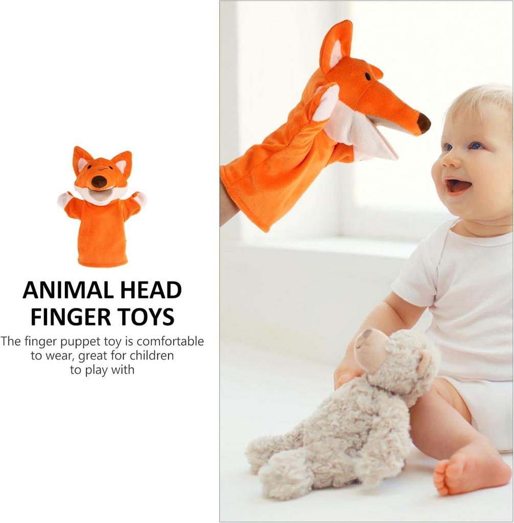 Hand Puppet with Moving Mouth, Plush Animal, Fox, Kids, Soft, for Theatre, Ventriloquism, Gloves, Cute, Gift
