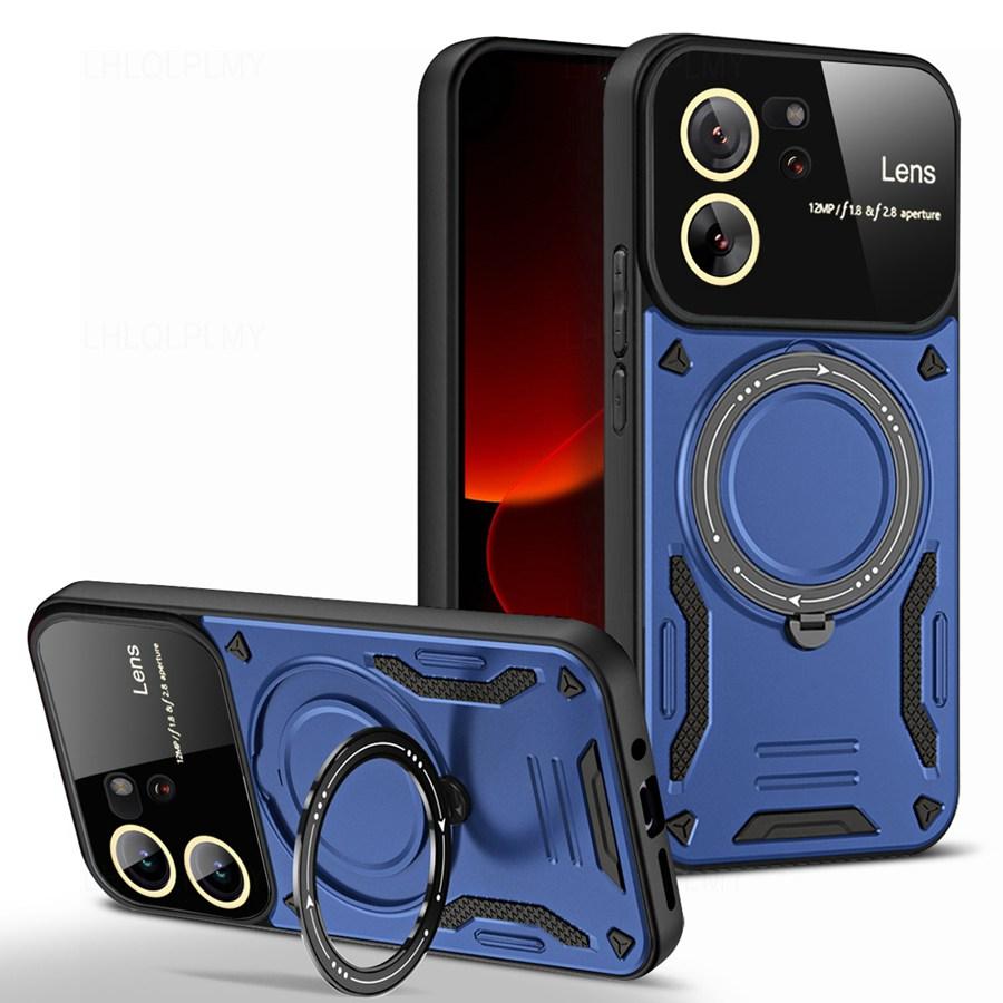 Rotating Folding Bracket Large View Phone Lens Protection Cover For Samsung Galaxy S20 S21 FE S23 Plus S24 S22 Ultra Xiaomi Redmi Note Poco Armor Case