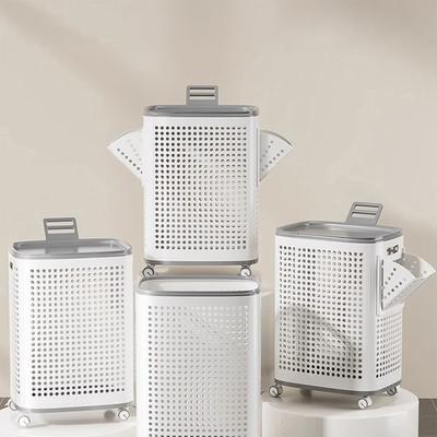 Dirty Clothes Basket Large Capacity Hollow Out Laundry Basket with Wheels Laundry Hamper for Home Use