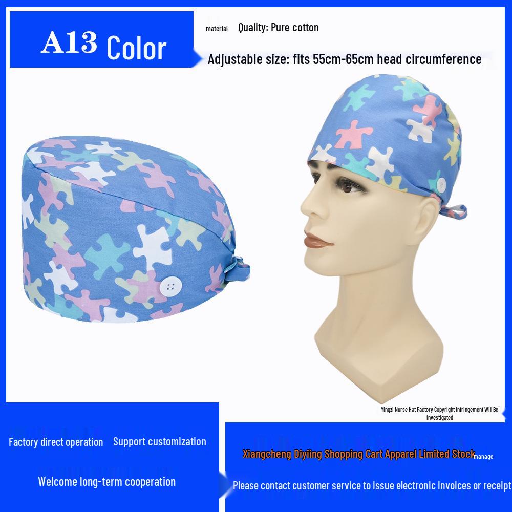 Pure Cotton Printed Surgical Cap for Nurses and Doctors