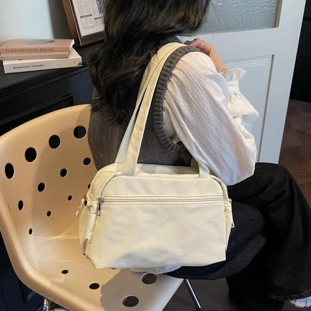 Fashion Solid Color Shoulder Bag Nylon Lightweight Tote Bags Large Capacity Crossbody Bag Women