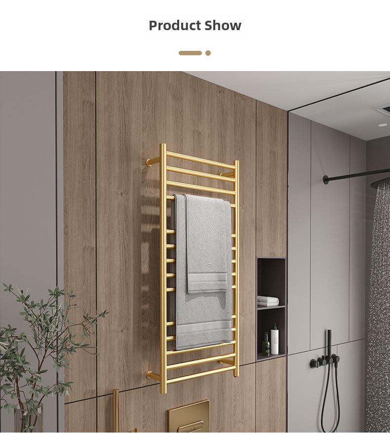 304 Stainless Steel Electric Heated Towel Rack with Golden Controller