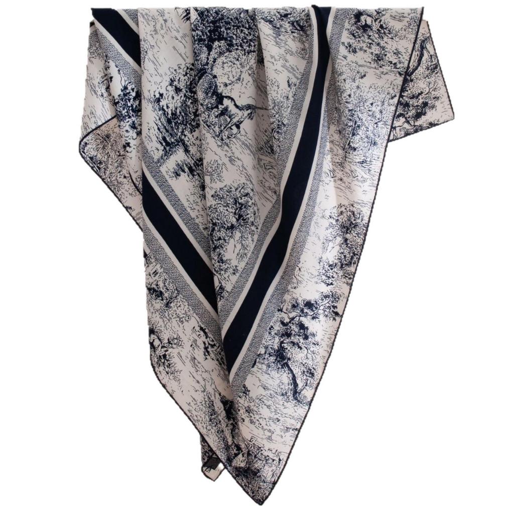 French Retro Handmade Double-Sided Silk Wool Scarf - Women's Autumn Luxury Large Square Shawl