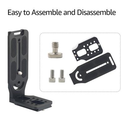 Camera Vertical Clapper L-shaped Bracket Aluminum Alloy Quick Release Plate 1/4 Inch Screw Mounts